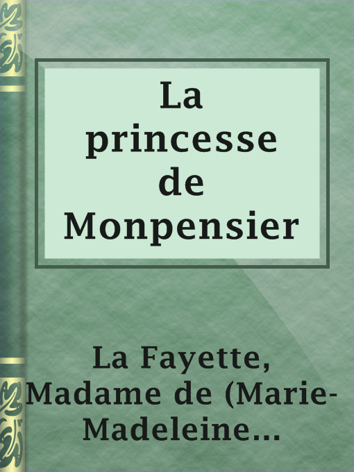 Cover image for La princesse de Monpensier
